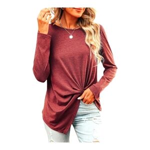 Cupshe Long Sleeve Tops Twisted designed Women Meduim Red